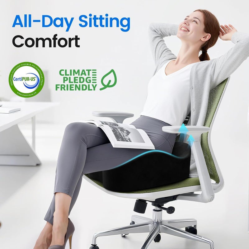 SofterCharm Seat Cushion, Memory Foam Chair Cushions for Tailbone/Sciatica Easing, Chair Pillow with Handles for Car, Office Chair Cushion with Non-Slip Design, Ideal for Post-Surgery Recovery(Black) - Image 3